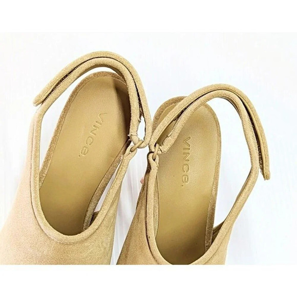 Vince Women's Quest Slingback High Heel Sandals in Dune Suede Size 6 (MSRP $350) - Picture 6 of 10